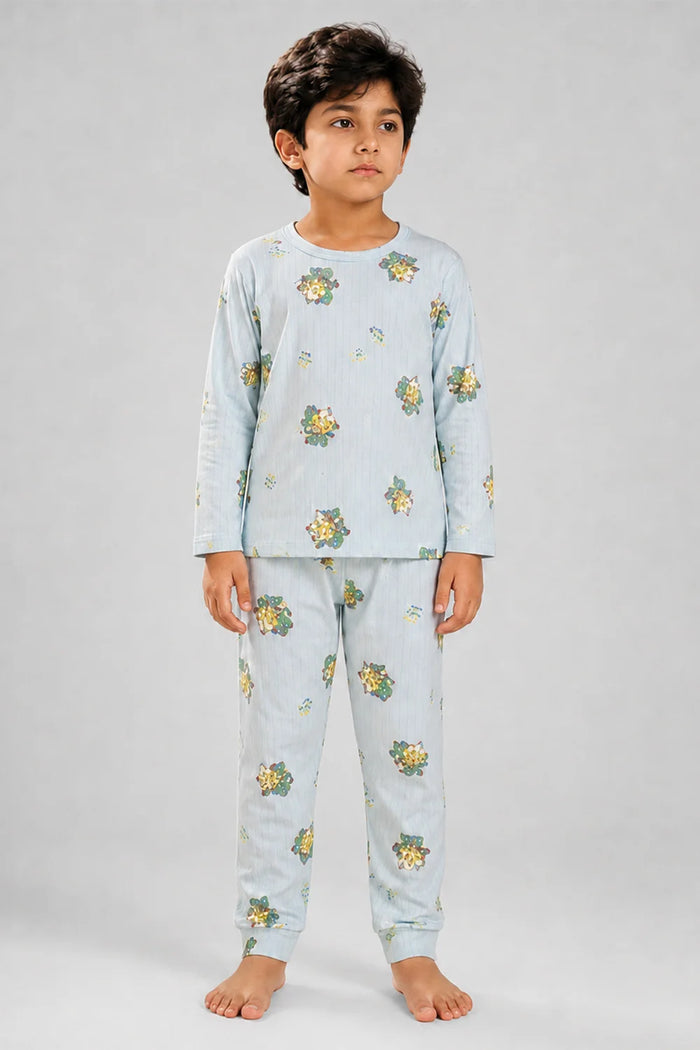 Kids Light Blue Cotton Night Suit
