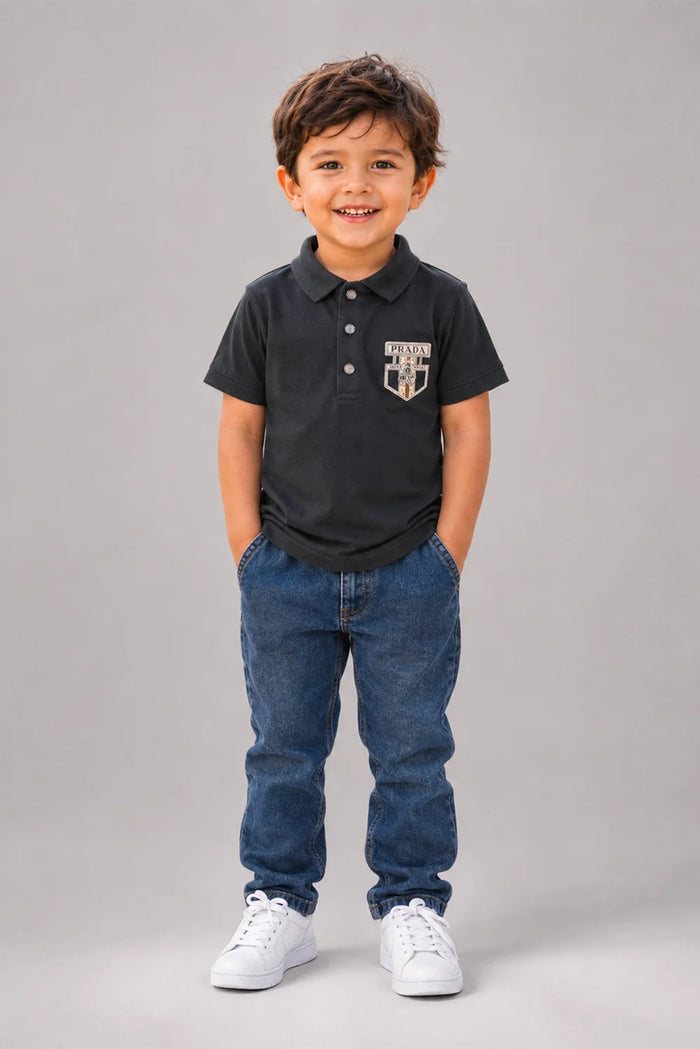Prada Kids Black Polo T-Shirt