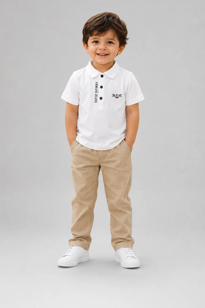 Armani Jeans Kids White Polo T-Shirt