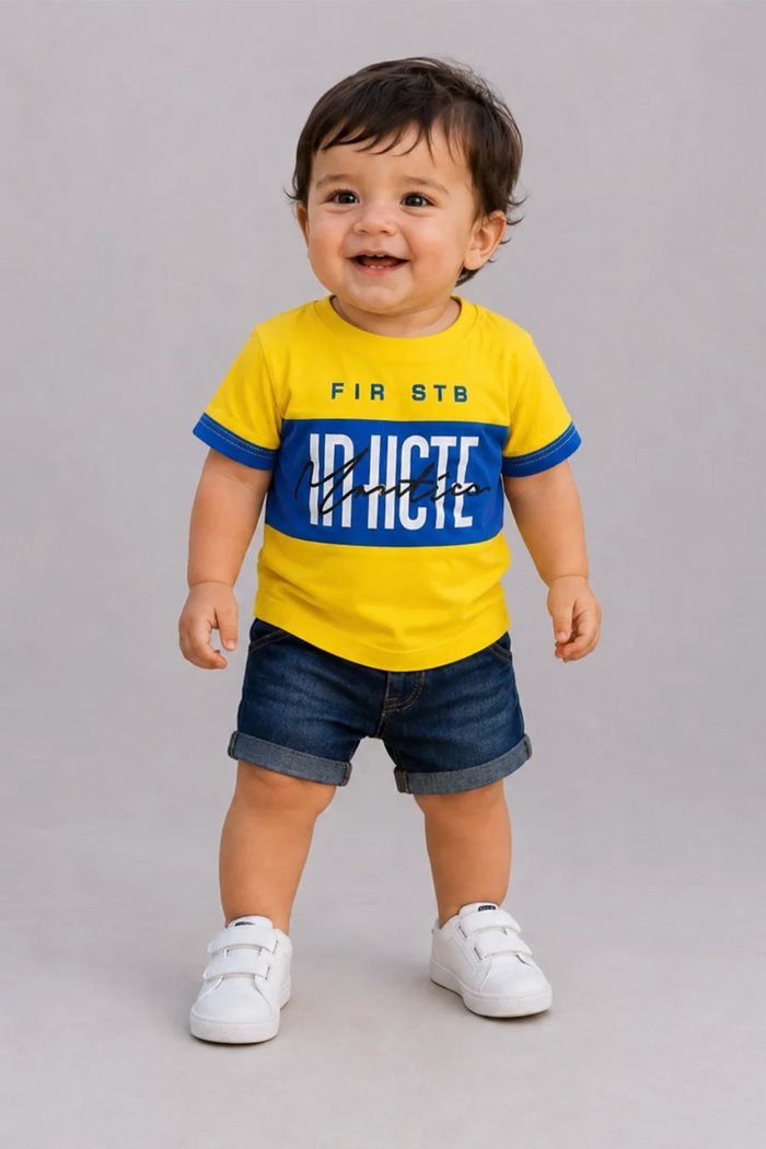 Boys Yellow & Blue Graphic T-Shirt Set