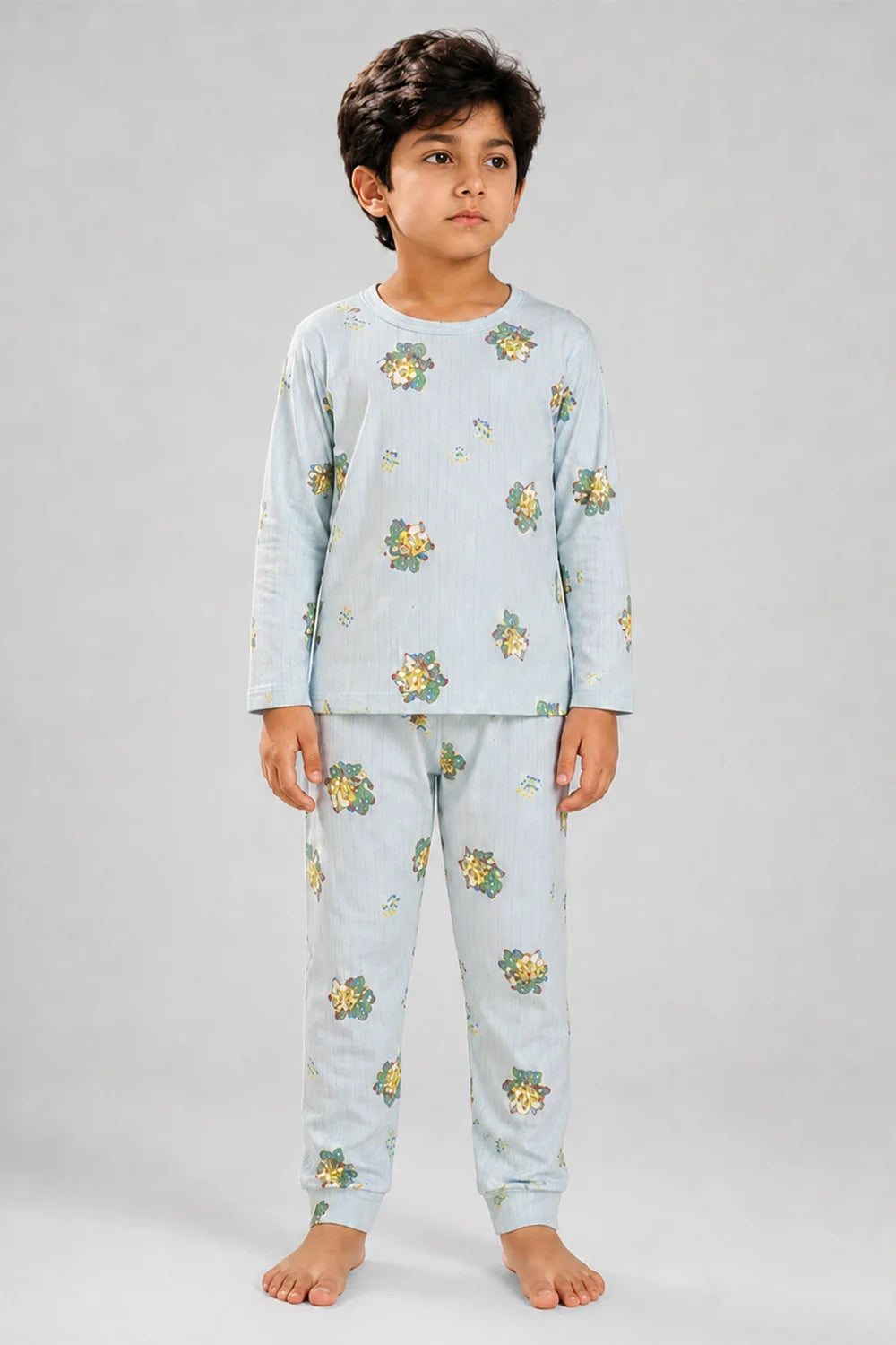 Kids Light Blue Cotton Night Suit
