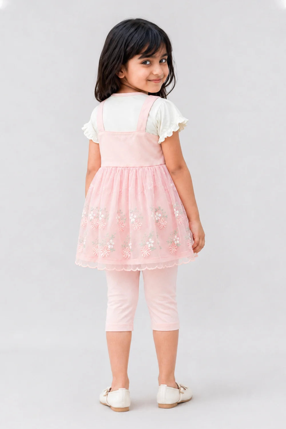 Girls Pink Floral Dress Set
