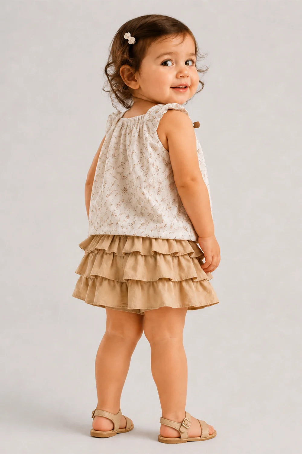 Girls Olive Green Floral Co-Ord Set