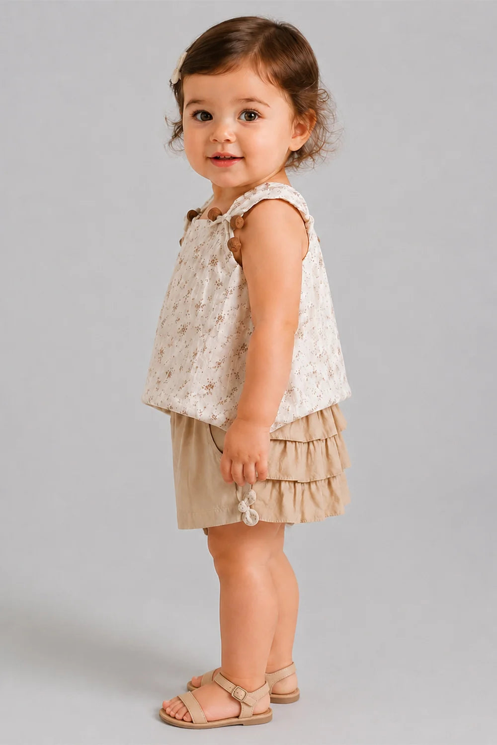 Girls Olive Green Floral Co-Ord Set