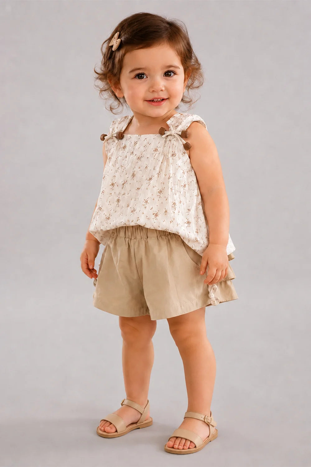 Girls Olive Green Floral Co-Ord Set