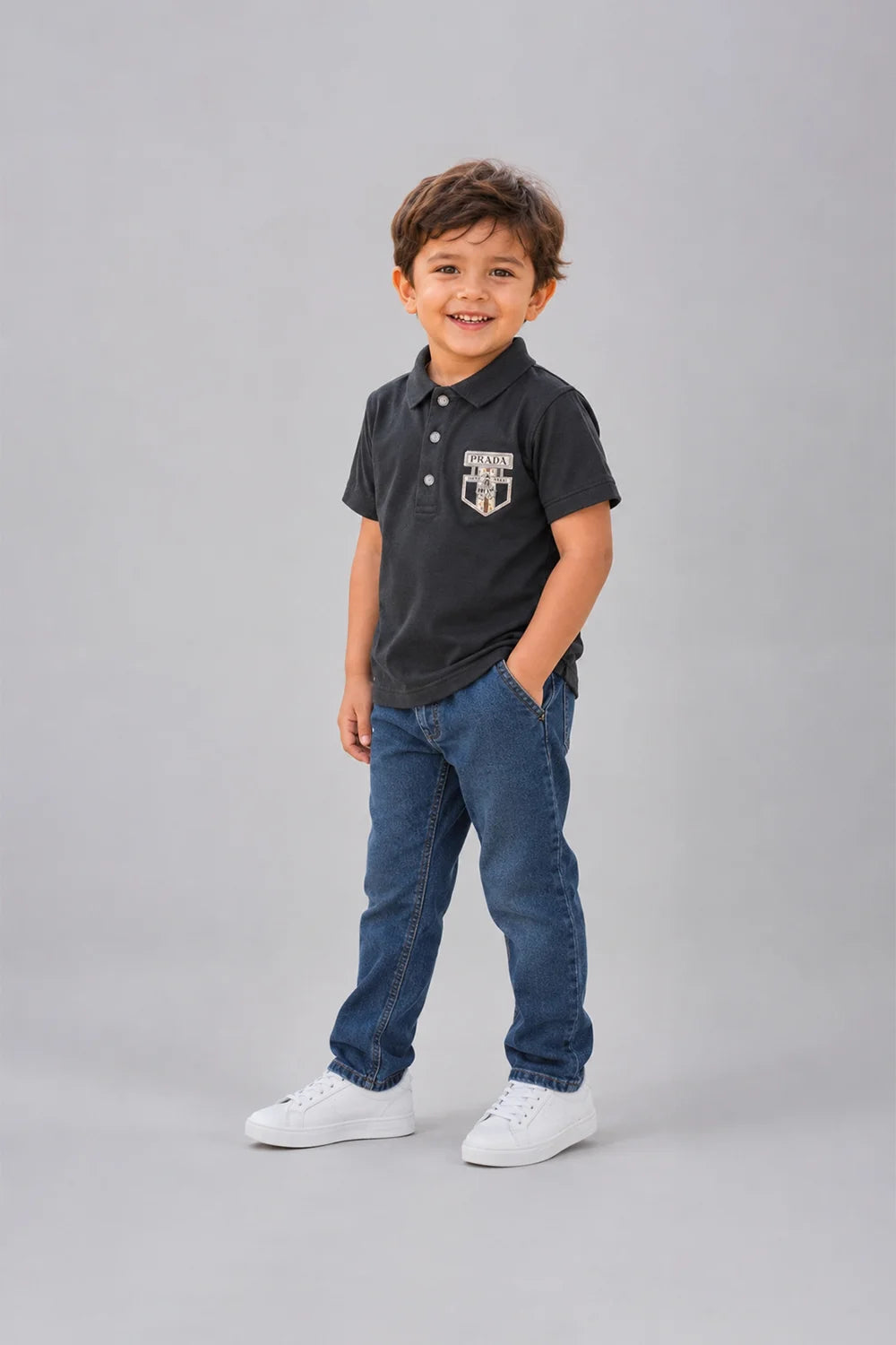 Prada Kids Black Polo T-Shirt