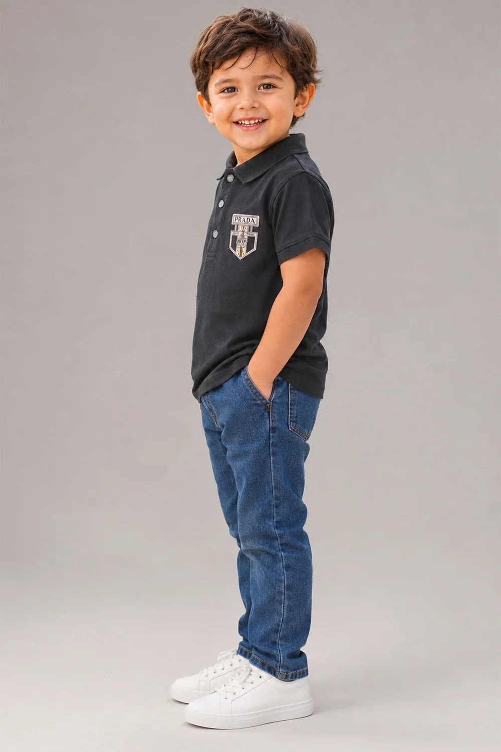Prada Kids Black Polo T-Shirt