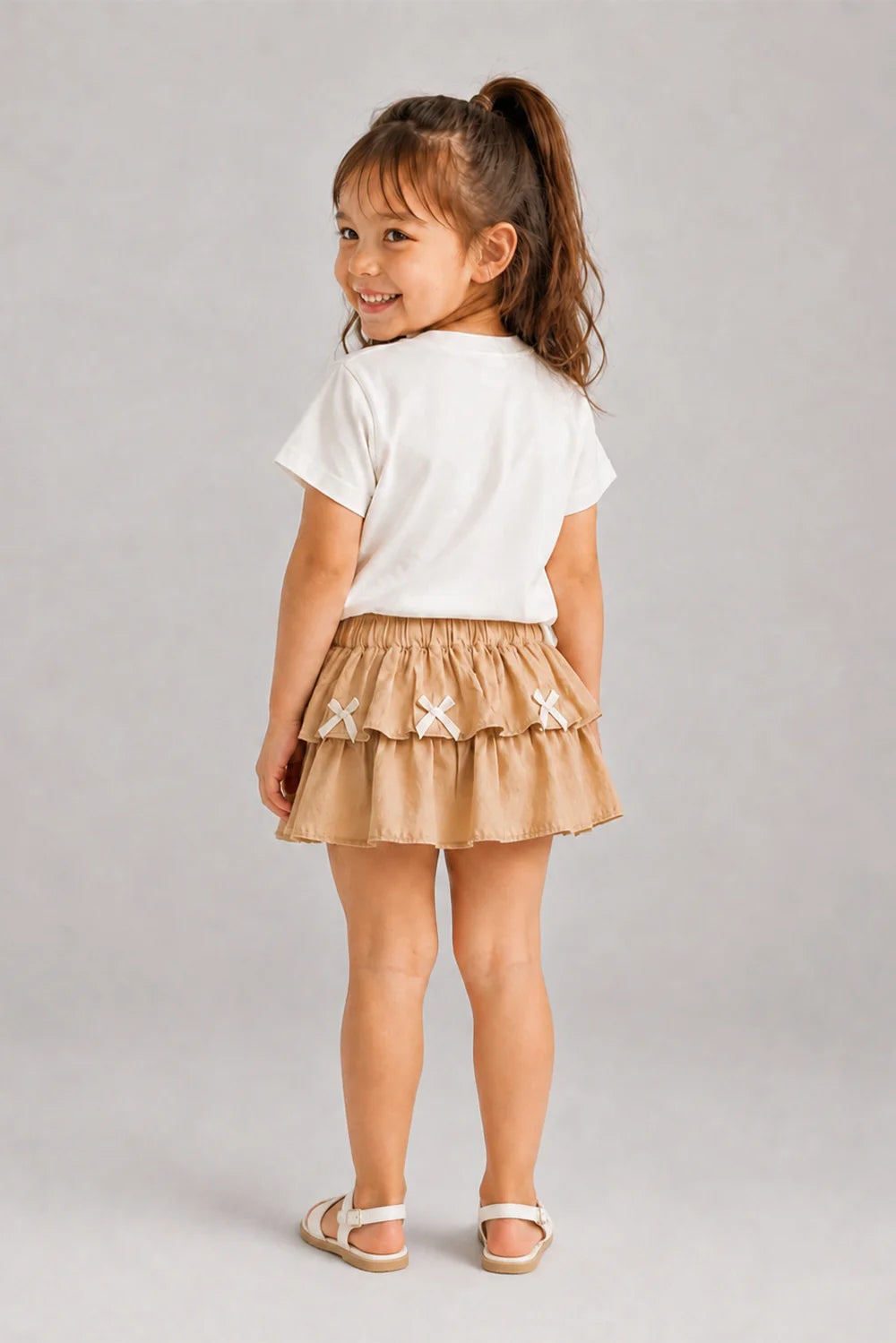 Girls Bunny Print Ruffle Skirt Set