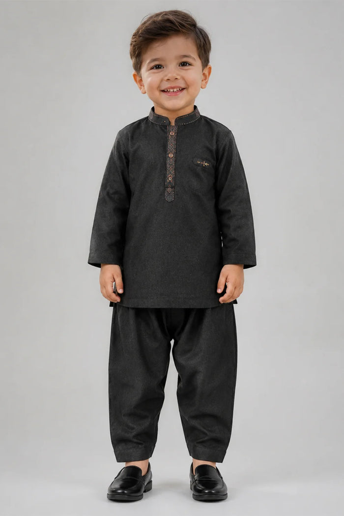 Boys Black Kurta Shalwar Set