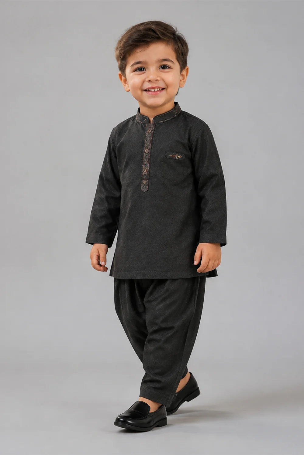 Boys Black Kurta Shalwar Set