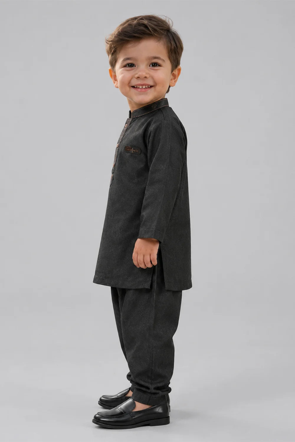Boys Black Kurta Shalwar Set