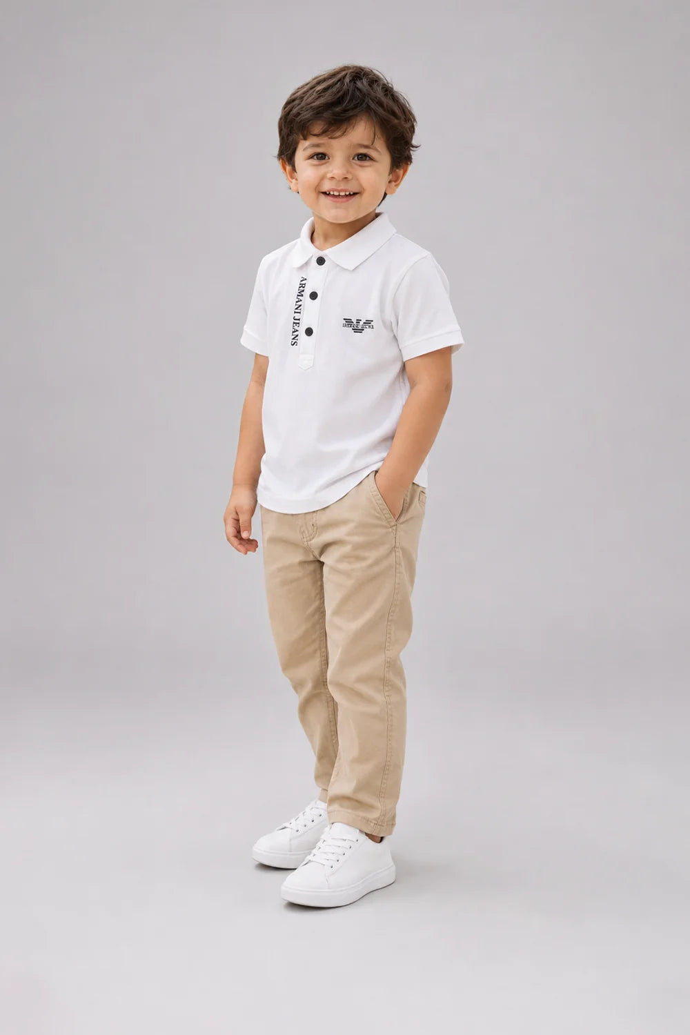 Armani Jeans Kids White Polo T-Shirt