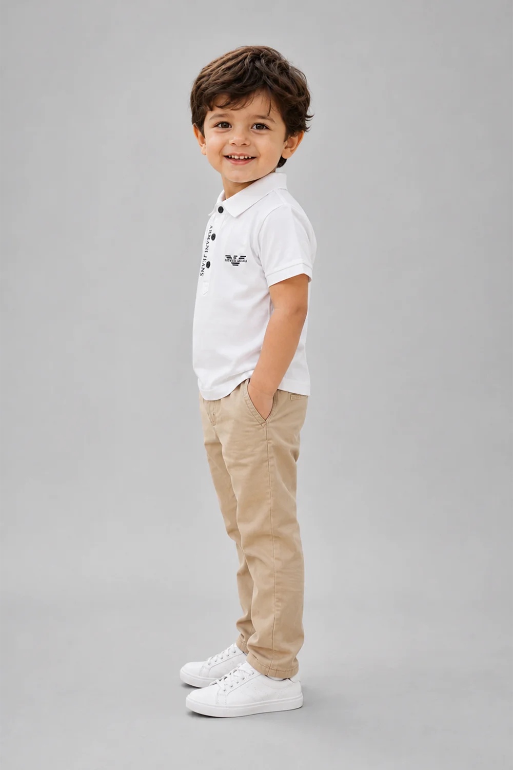 Armani Jeans Kids White Polo T-Shirt