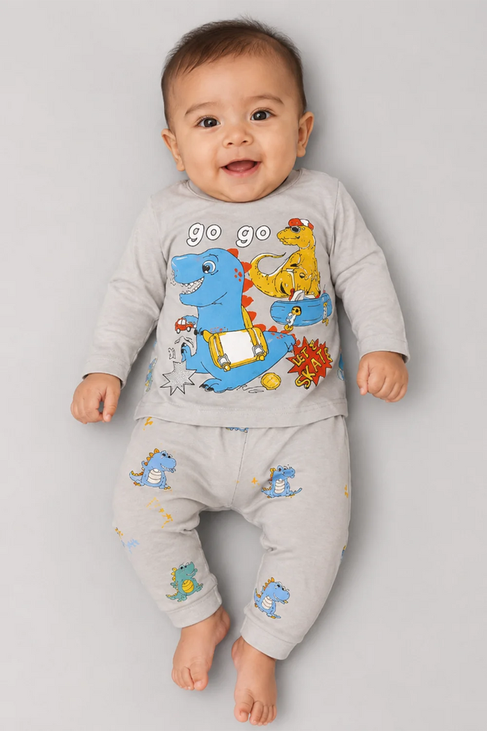 Boys Dino Print Cotton 2-Piece Set