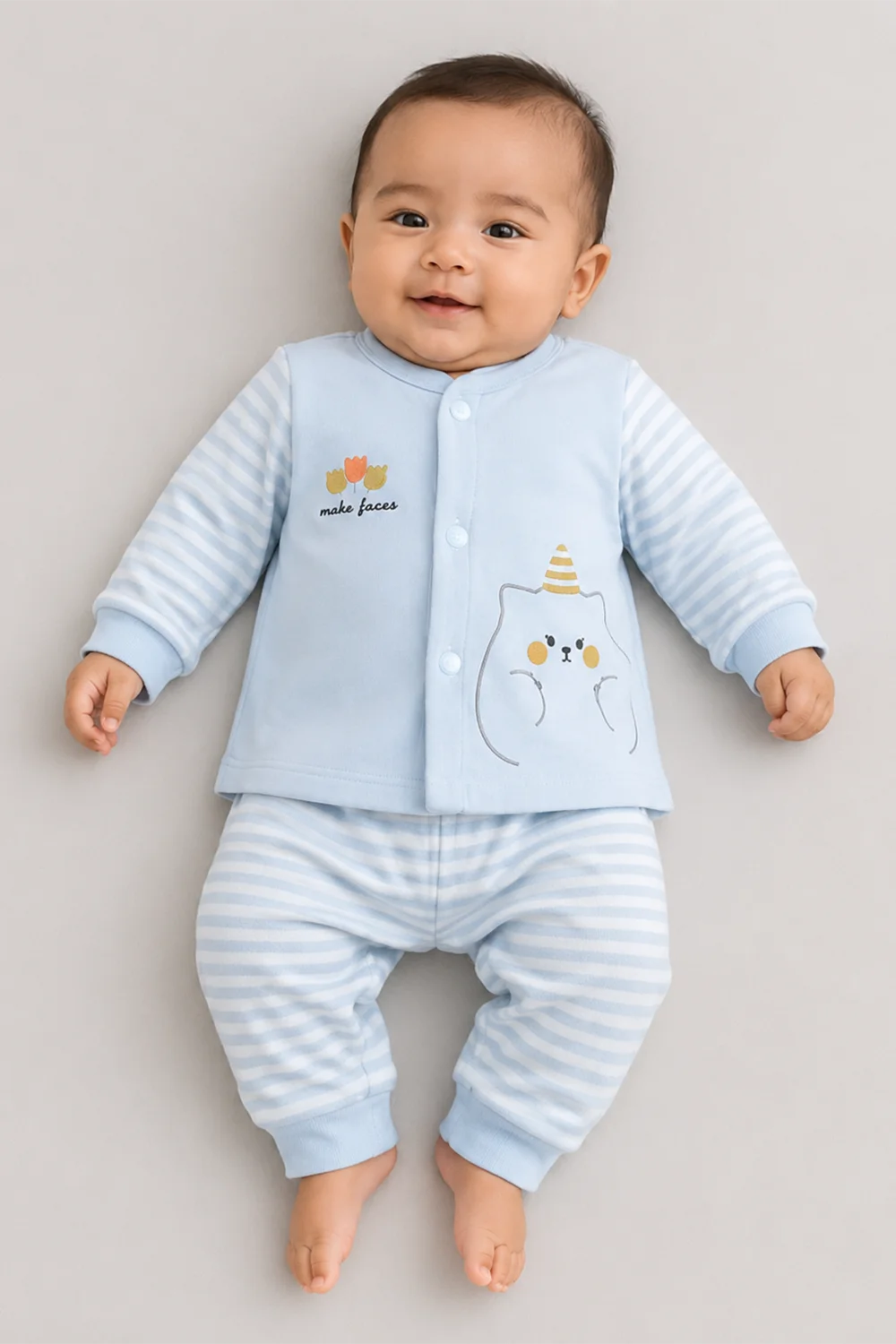 Baby Cat Print Cotton Night Suit