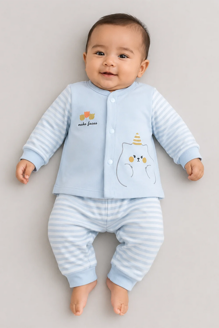 Baby Cat Print Cotton Night Suit