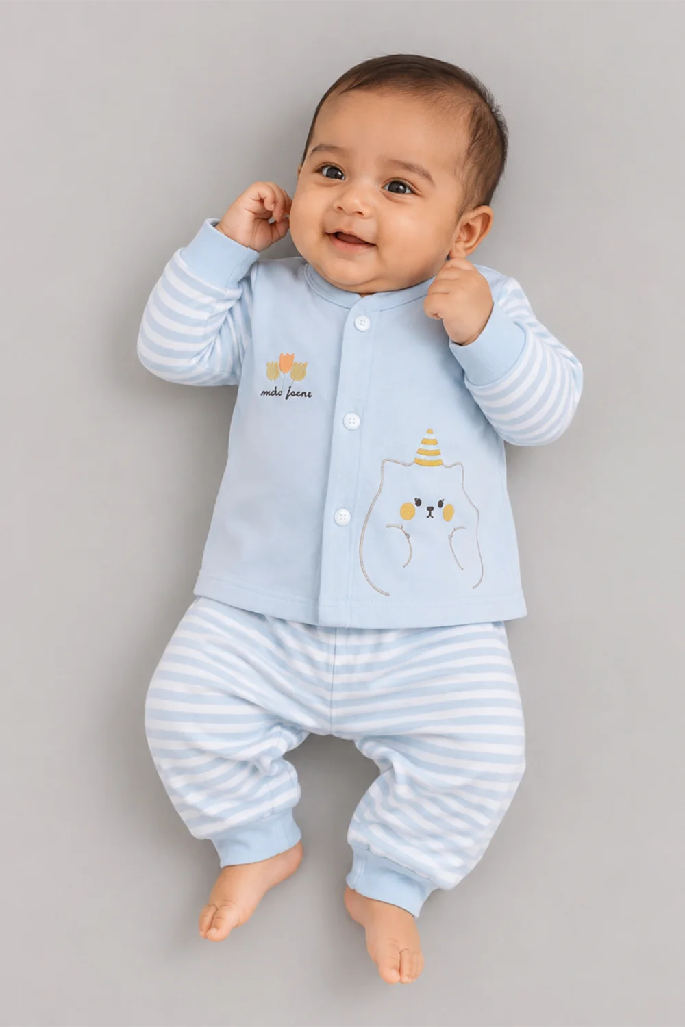 Baby Cat Print Cotton Night Suit