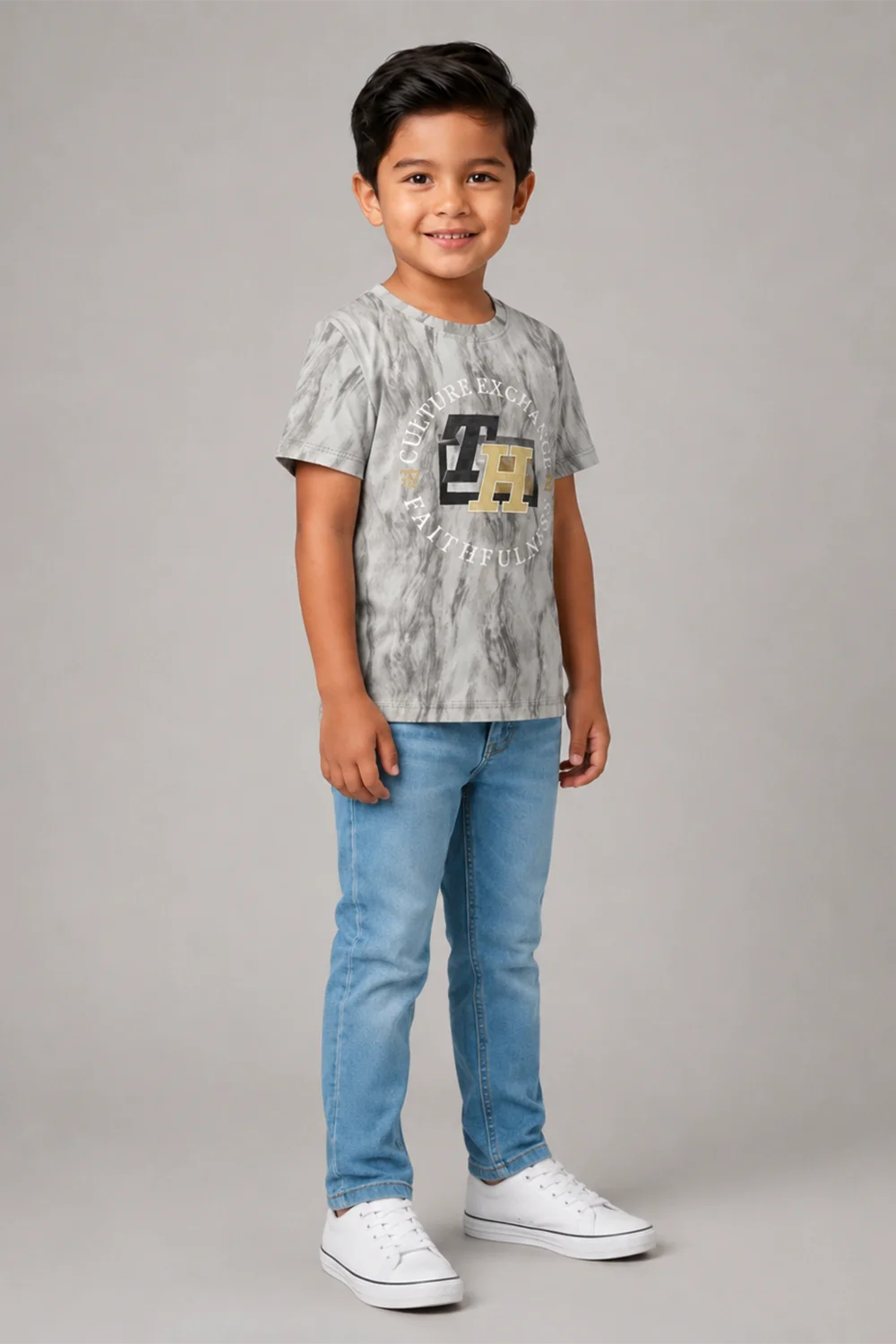 Boys Marble Grey Graphic T-Shirt