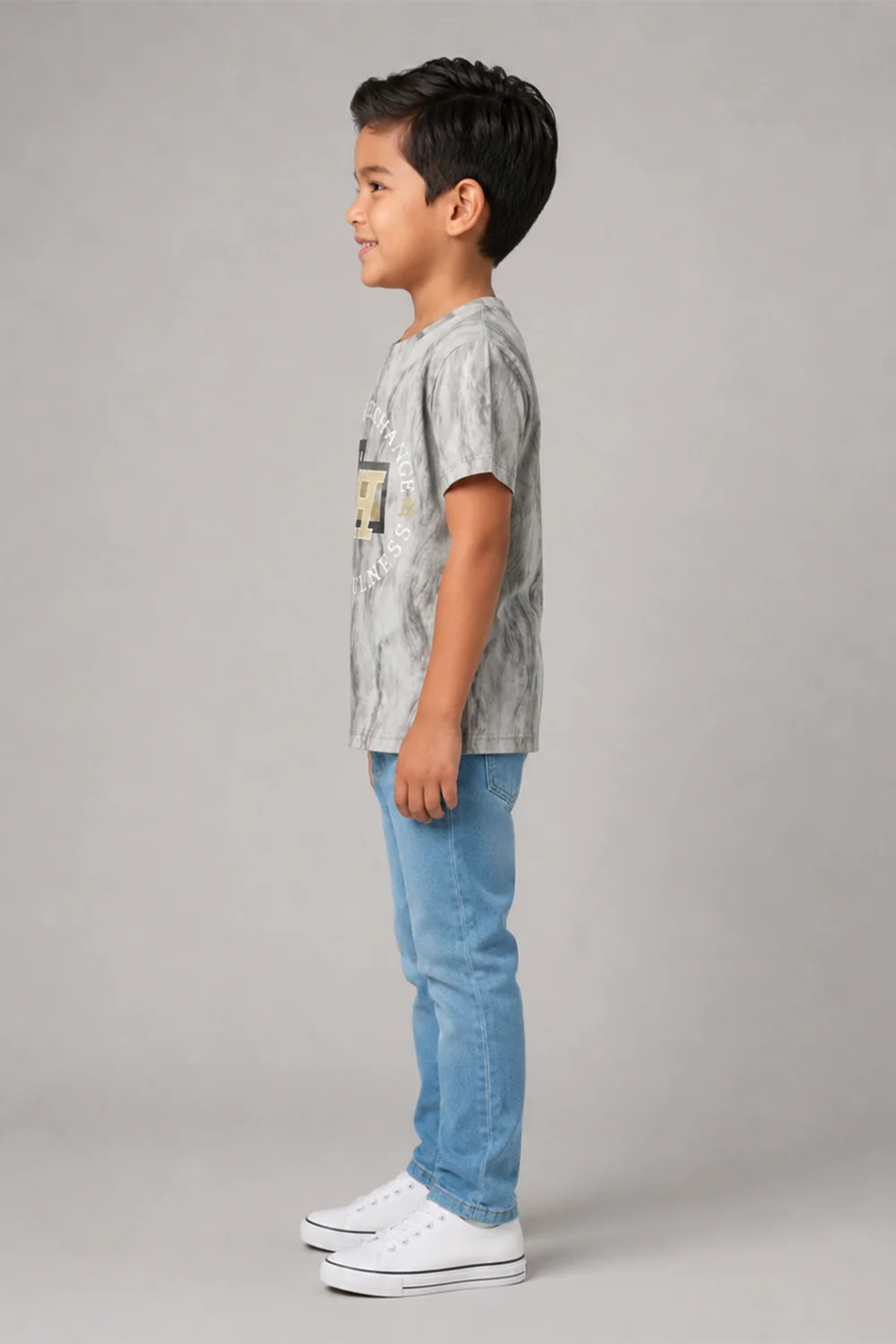 Boys Marble Grey Graphic T-Shirt