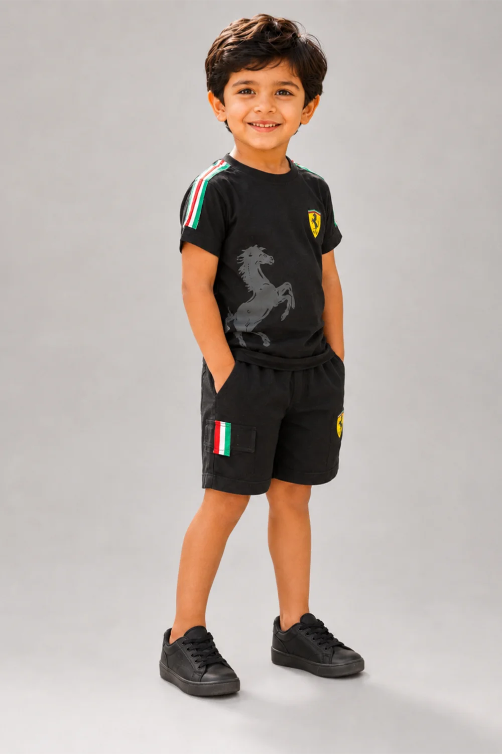 Ferrari Boys Black T-Shirt & Shorts Set