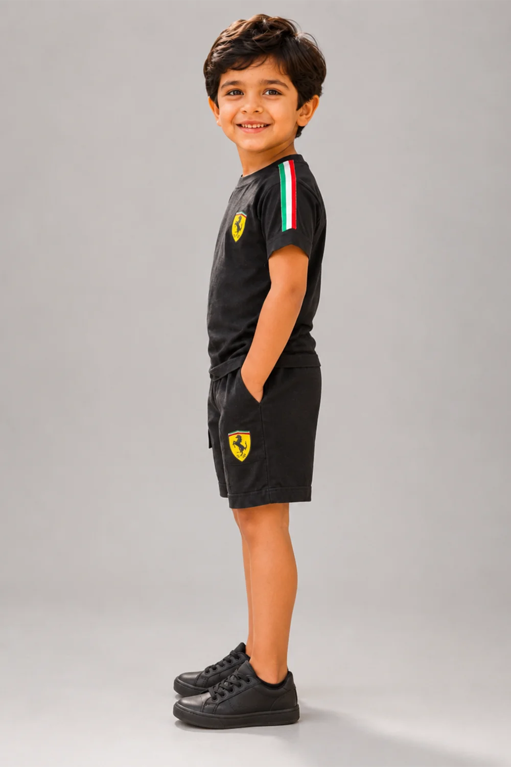 Ferrari Boys Black T-Shirt & Shorts Set