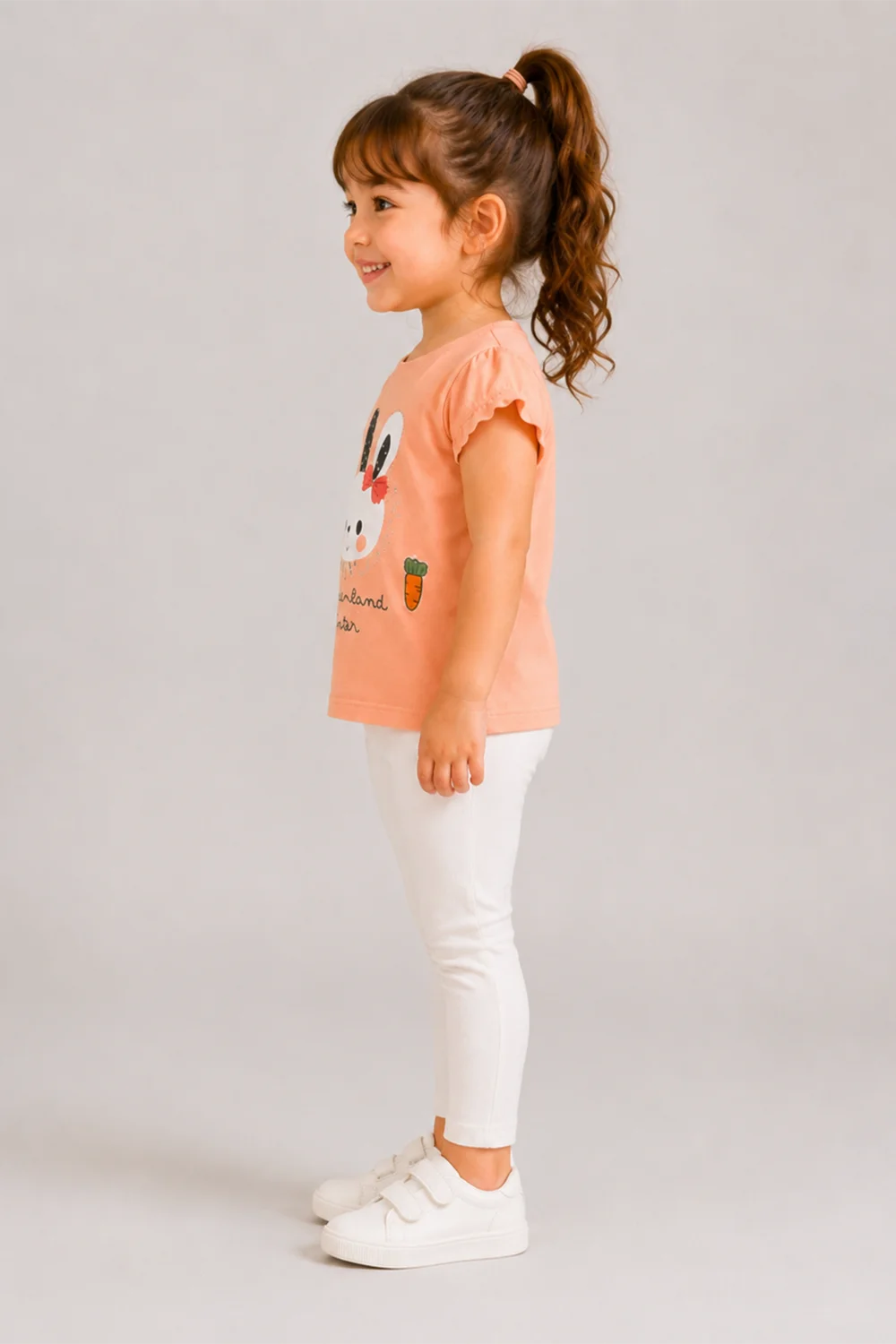 Girls Bunny Print Ruffle Tee