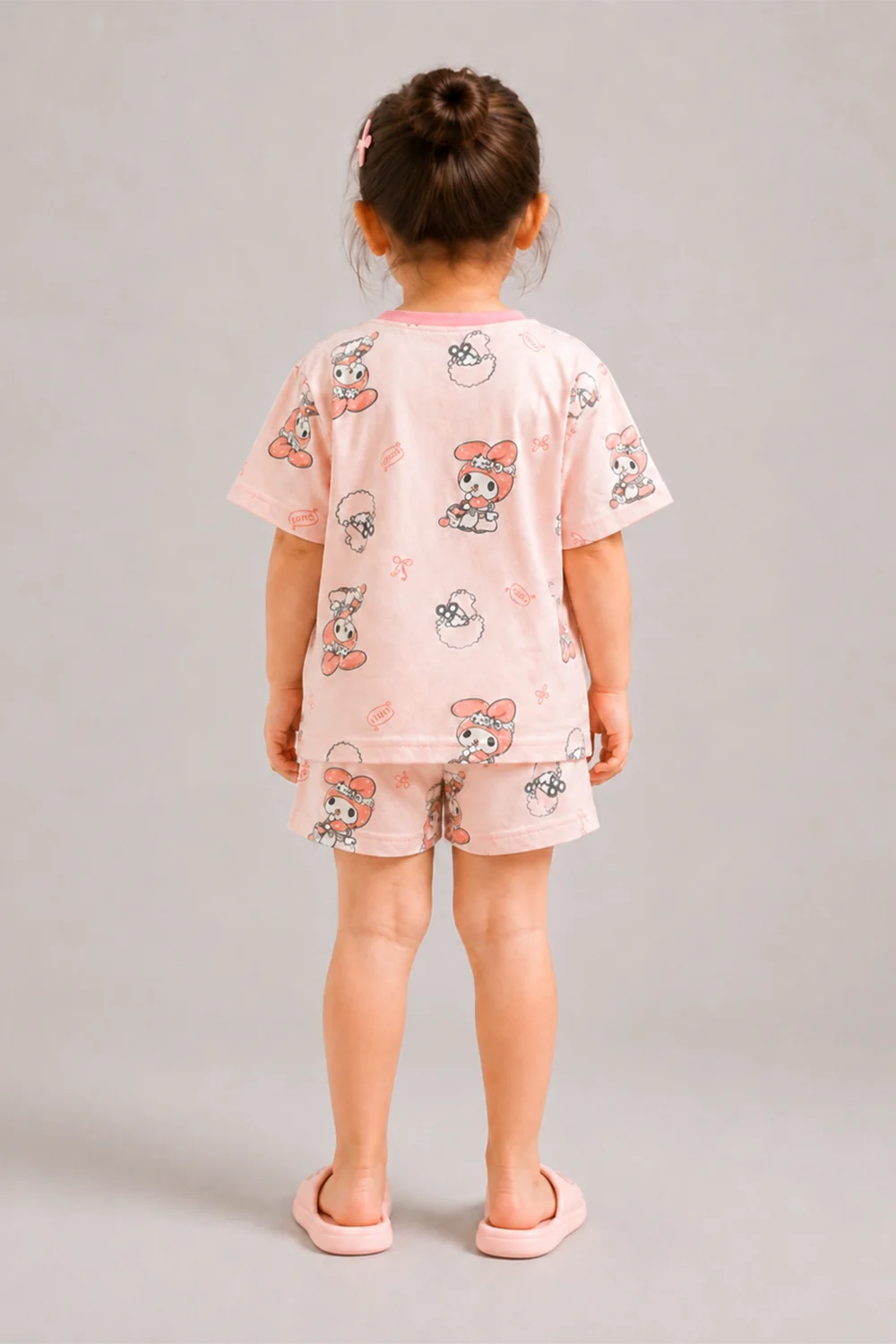 Girls Pink Cartoon Cotton Night Suit